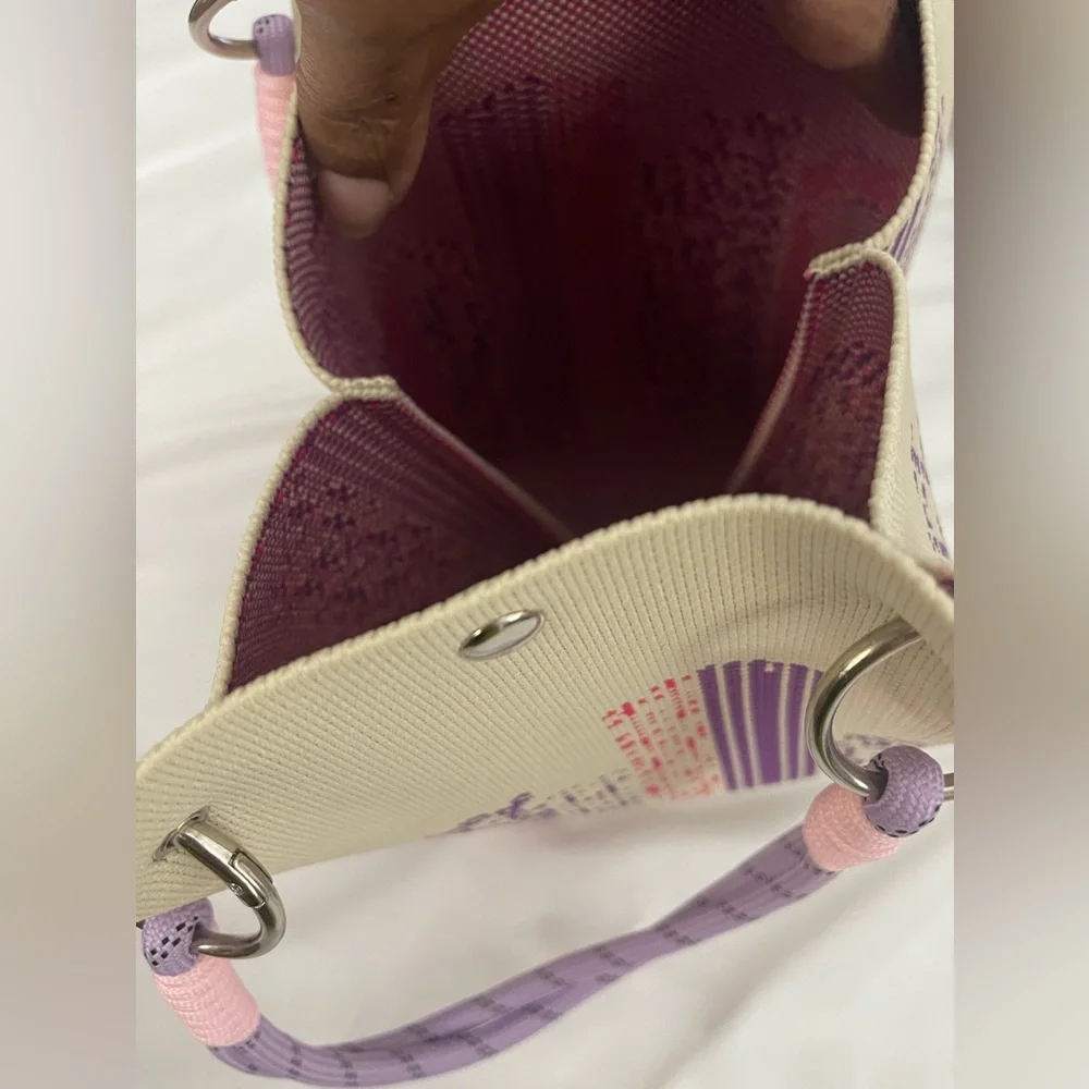 NWOT Stylish Purple and Pink Embroidered Knit Women's Bag